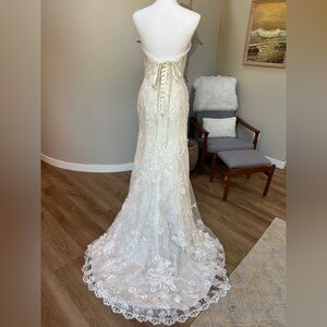 Rebecca Ingram Brenda Lace Strapless Fitted Corset Back Tie Wedding Dress